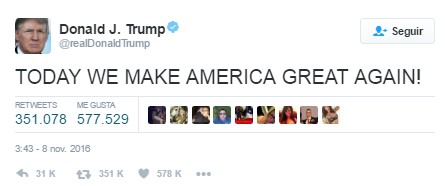 Tweet de Trump Make America Great Again